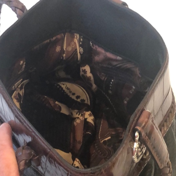 Vintage Brighton Carolyn Black Brown Leather Shoulder Bag Purse Pleated Design - Picture 13 of 16